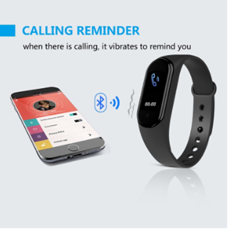 Call SMS WeChat reminder Sports Black Bracelet