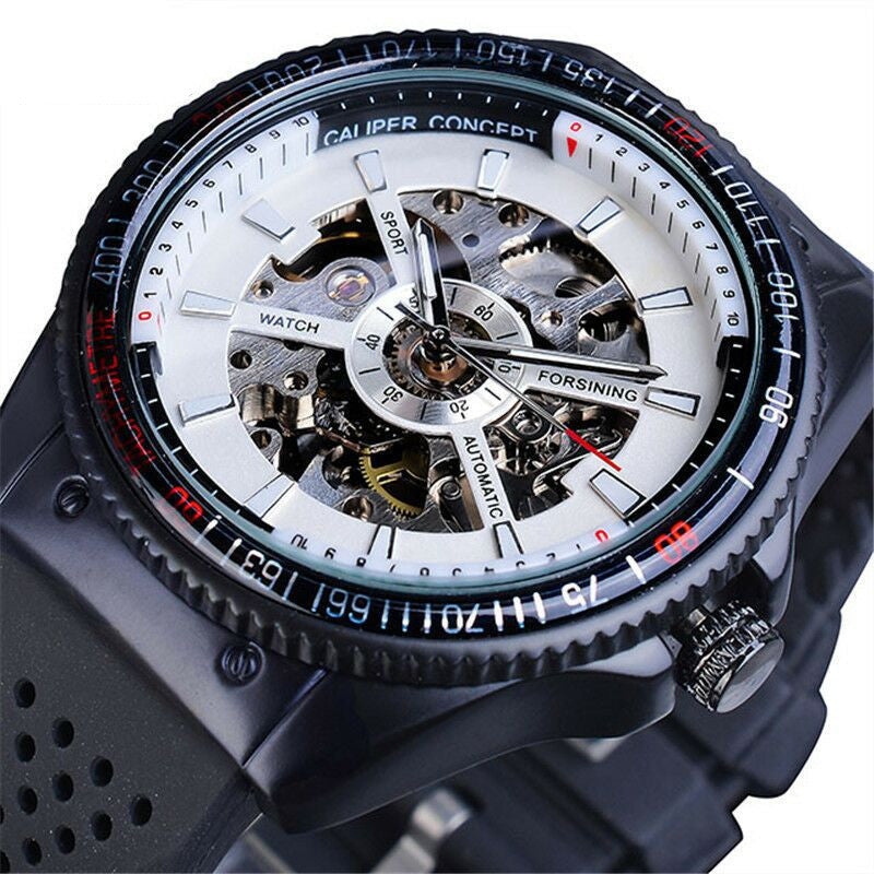 Automatic Hollow Mechanical Watch Men's Silicone Strap Watch