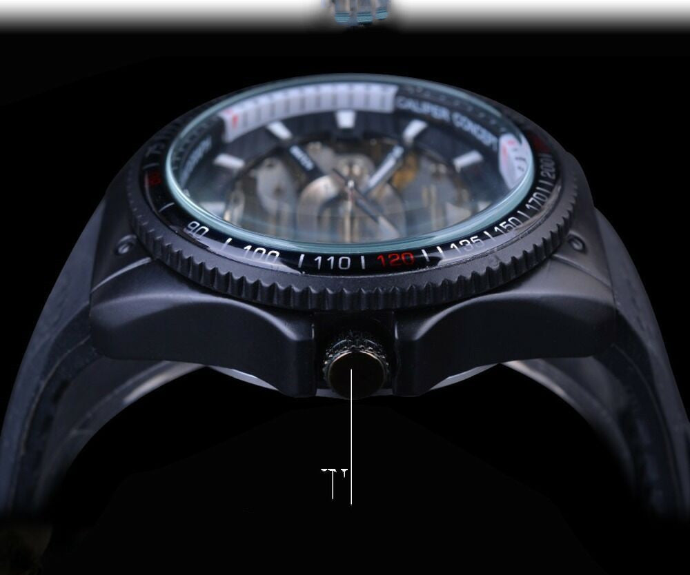 Automatic Hollow Mechanical Watch Men's Silicone Strap Watch