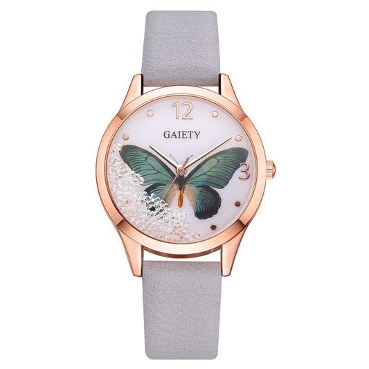 Gaiety Brand Women Watches Luxury Removable Rhinestone Butterfly Watches Ladies Leather Dress Ladies Wrist Watches