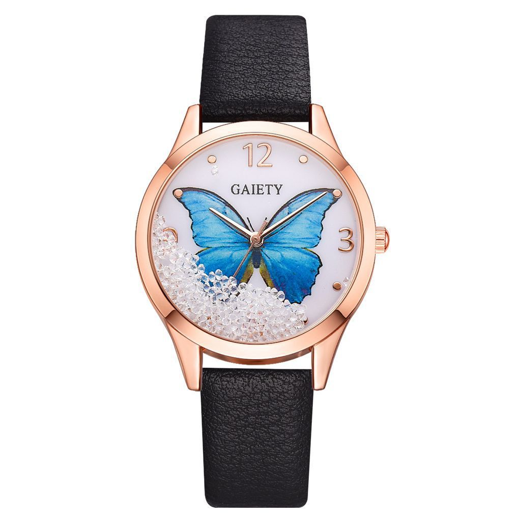 Gaiety Brand Women Watches Luxury Removable Rhinestone Butterfly Watches Ladies Leather Dress Ladies Wrist Watches