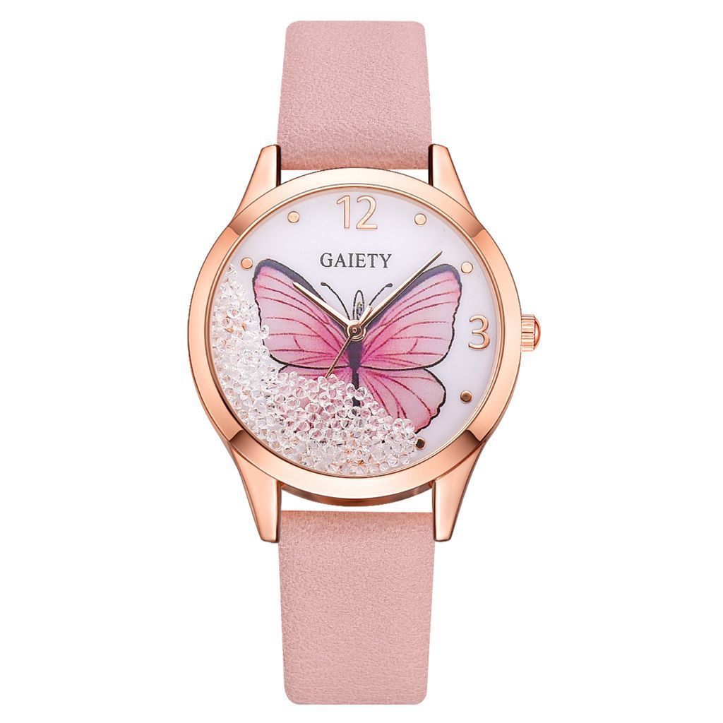 Gaiety Brand Women Watches Luxury Removable Rhinestone Butterfly Watches Ladies Leather Dress Ladies Wrist Watches