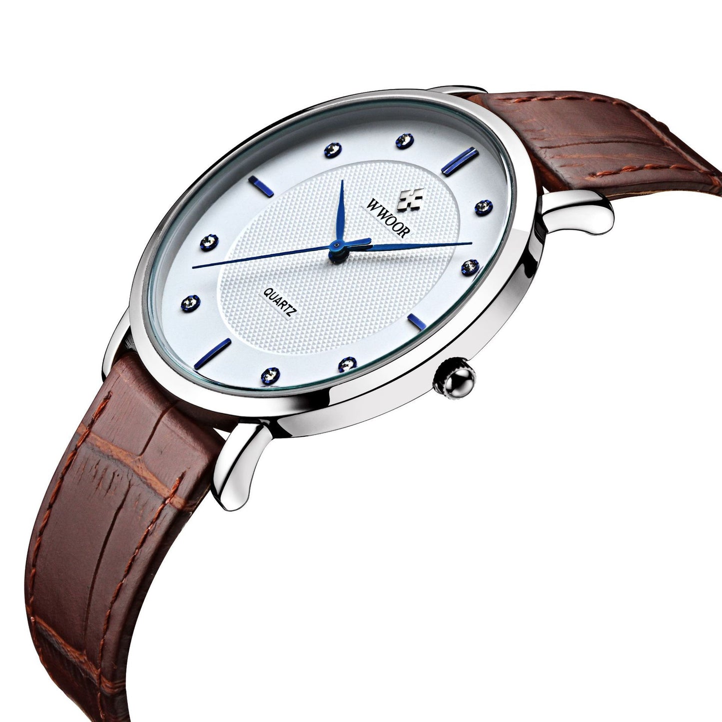 WWOOR Grip Love Thin Men's Watch Leather Strap Simple Dial