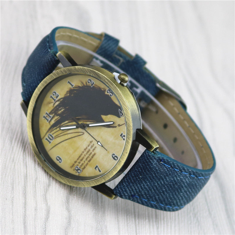 Alloy Horse Head Pattern Men's And Women's Cowboy Belt Watch