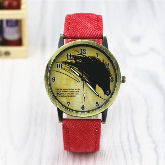 Alloy Horse Head Pattern Men's And Women's Cowboy Belt Watch