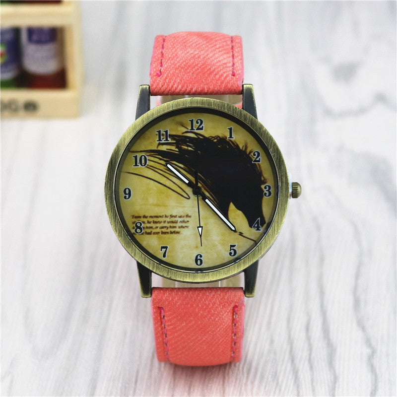 Alloy Horse Head Pattern Men's And Women's Cowboy Belt Watch