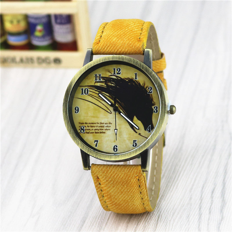 Alloy Horse Head Pattern Men's And Women's Cowboy Belt Watch