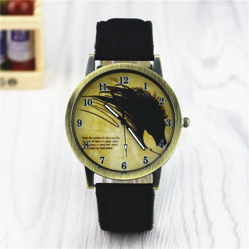 Alloy Horse Head Pattern Men's And Women's Cowboy Belt Watch