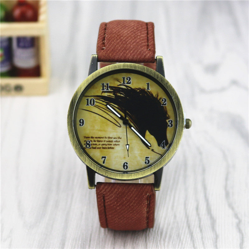 Alloy Horse Head Pattern Men's And Women's Cowboy Belt Watch