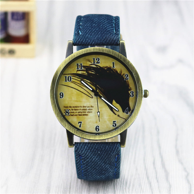 Alloy Horse Head Pattern Men's And Women's Cowboy Belt Watch