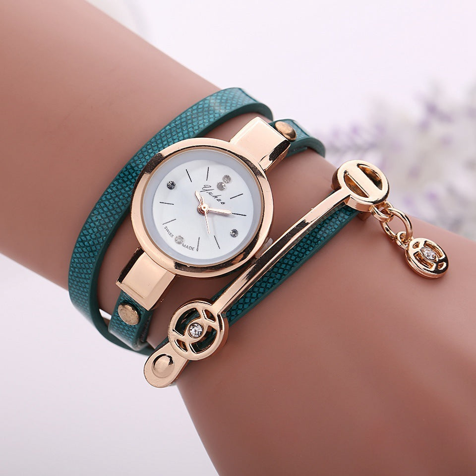 Angel Pendant Bracelet Watch Rhinestone PU Circle