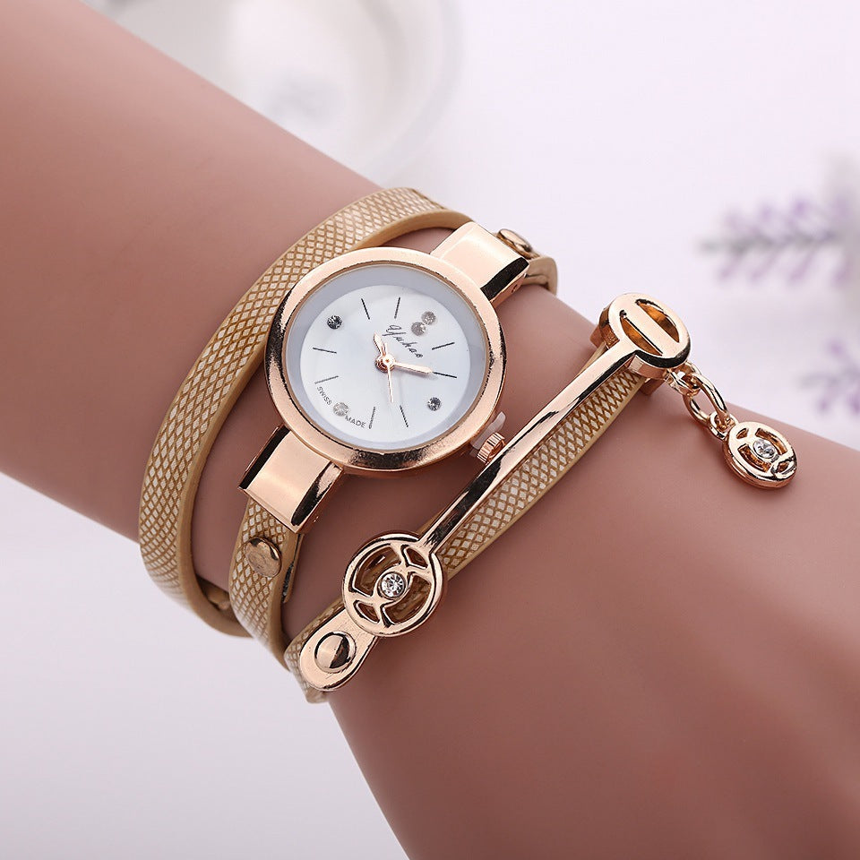 Angel Pendant Bracelet Watch Rhinestone PU Circle