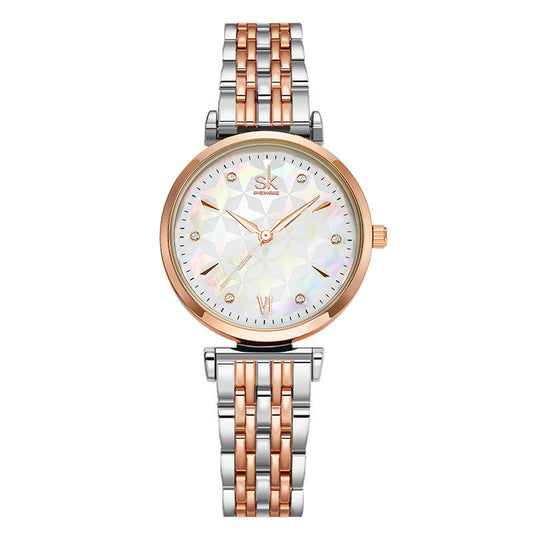 Watch Seven Pearl Steel Band Waterproof Quartz Women's Watch Personality Color Face Watch