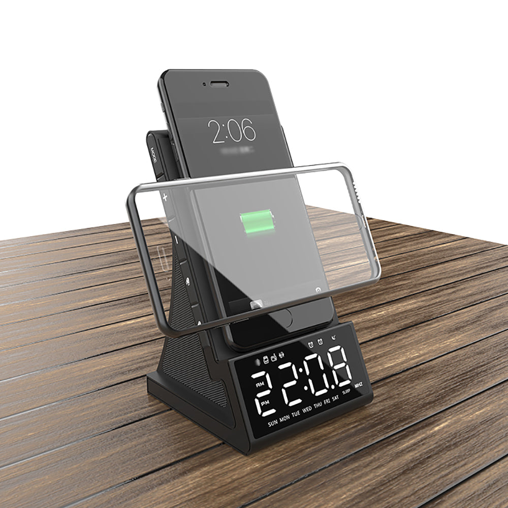 Compatible with Apple ,  Wireless Charging Bluetooth Speaker LED Alarm Clock