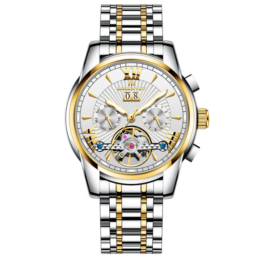 Automatic Mechanical Watch Tourbillon Multi-function Calendar Week Luminous Waterproof Men's Watch