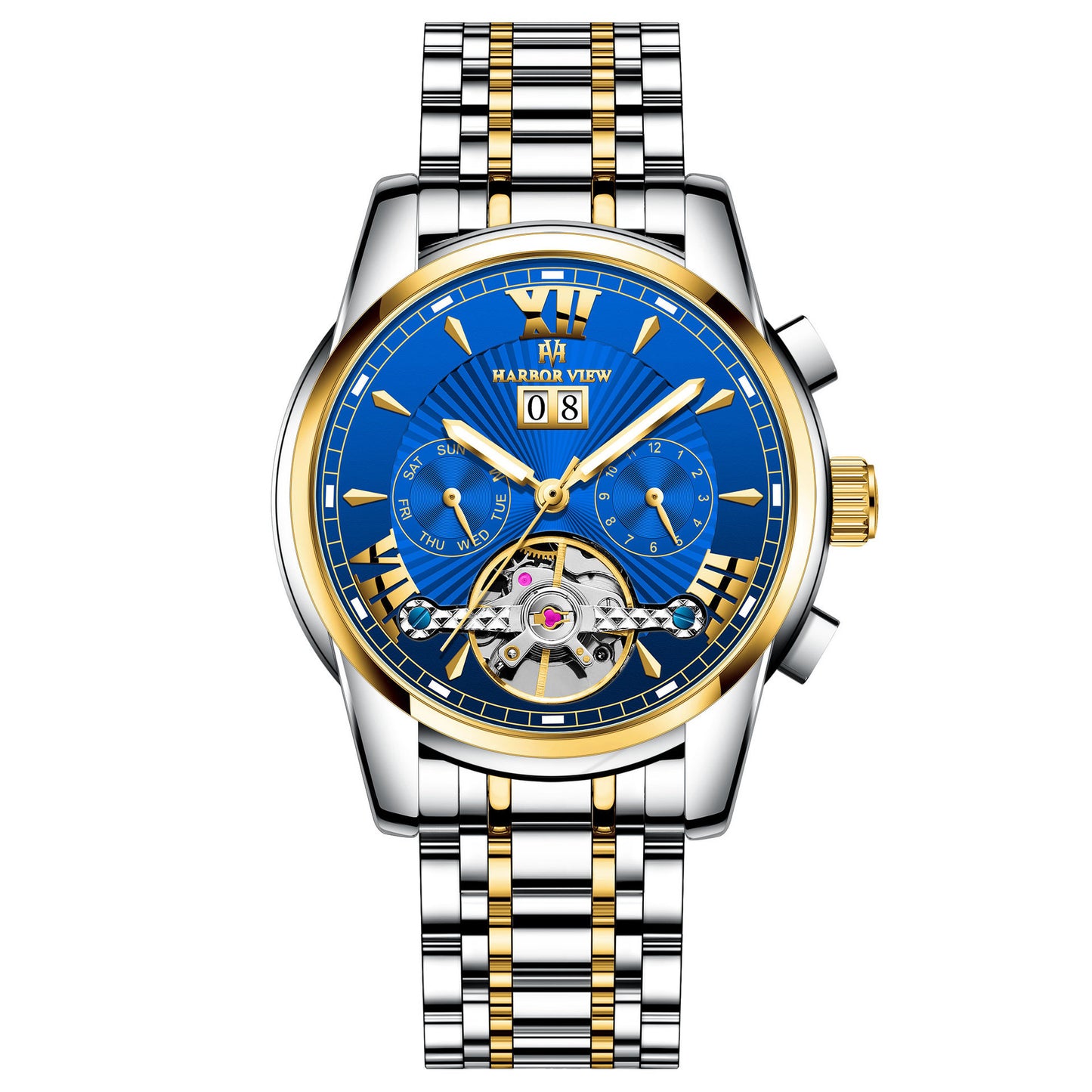 Automatic Mechanical Watch Tourbillon Multi-function Calendar Week Luminous Waterproof Men's Watch