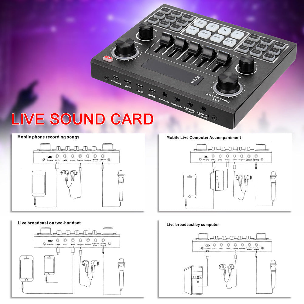 English Version V9 Mobile Phone Live Sound Card Set K Song With Bluetooth Soundcard