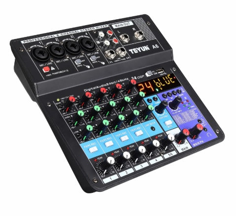 Professional 6-channel Mixer Live Sound Card All-in-one Multi-function Mobile Phone Computer Effect Device