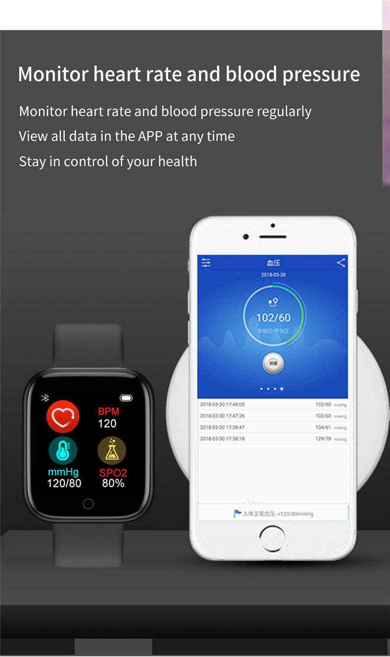 Compatible with Apple , Smart Bracelet Sports Pedometer Blood Pressure Heart Rate Sleep Detection Bluetooth Watch