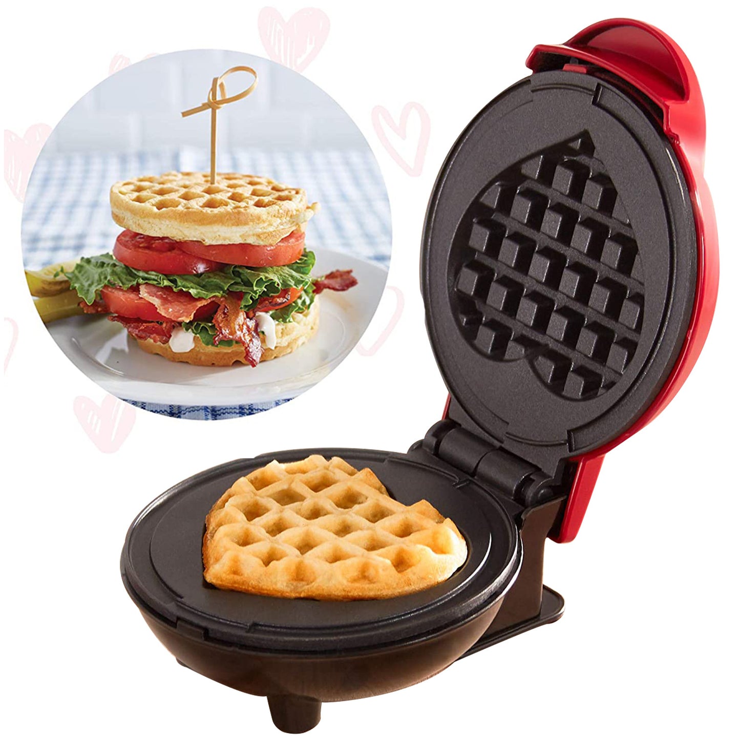 Mini Waffle Maker Waffle Home Children'S Breakfast Machine Portable Electric Baking Pan Light Food Machine