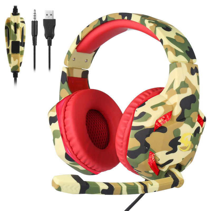 Camouflage Gaming Headset Luminous Headset T-176 Headset Headset Wired Headset Strong Bass