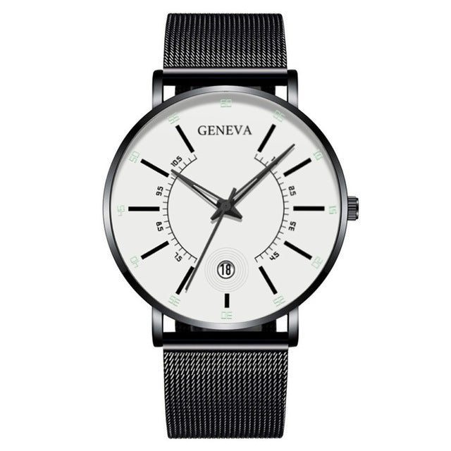 New Fashion Geneva Couple Men'S And Women'S Simple Business Net Belt Quartz Watch