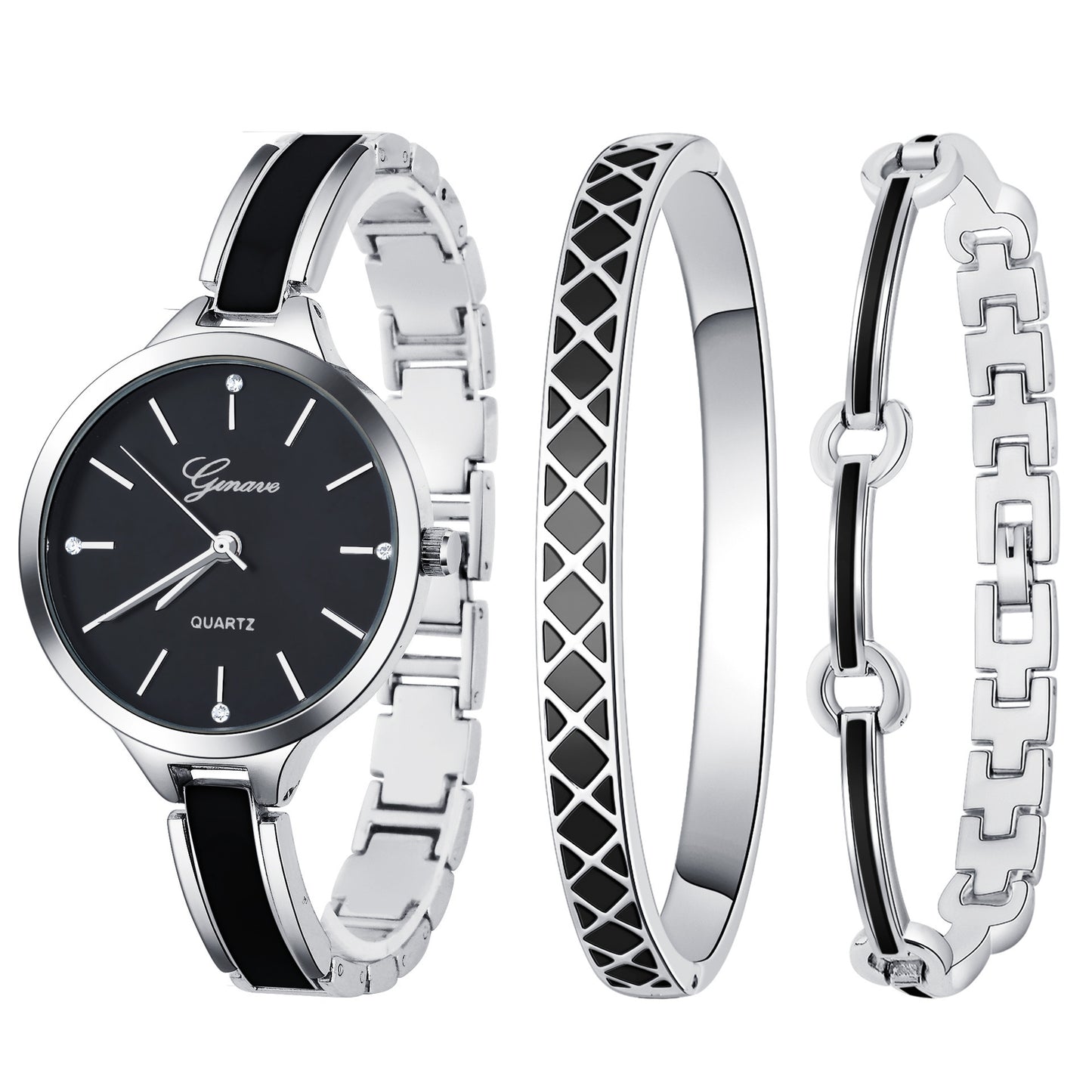 Fashion Women'S Three-Piece Set With Diamond-Studded British Watch Bracelet