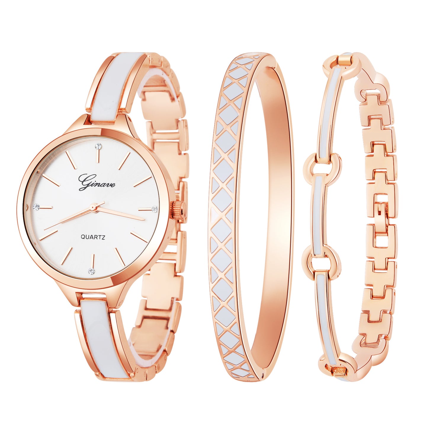 Fashion Women'S Three-Piece Set With Diamond-Studded British Watch Bracelet