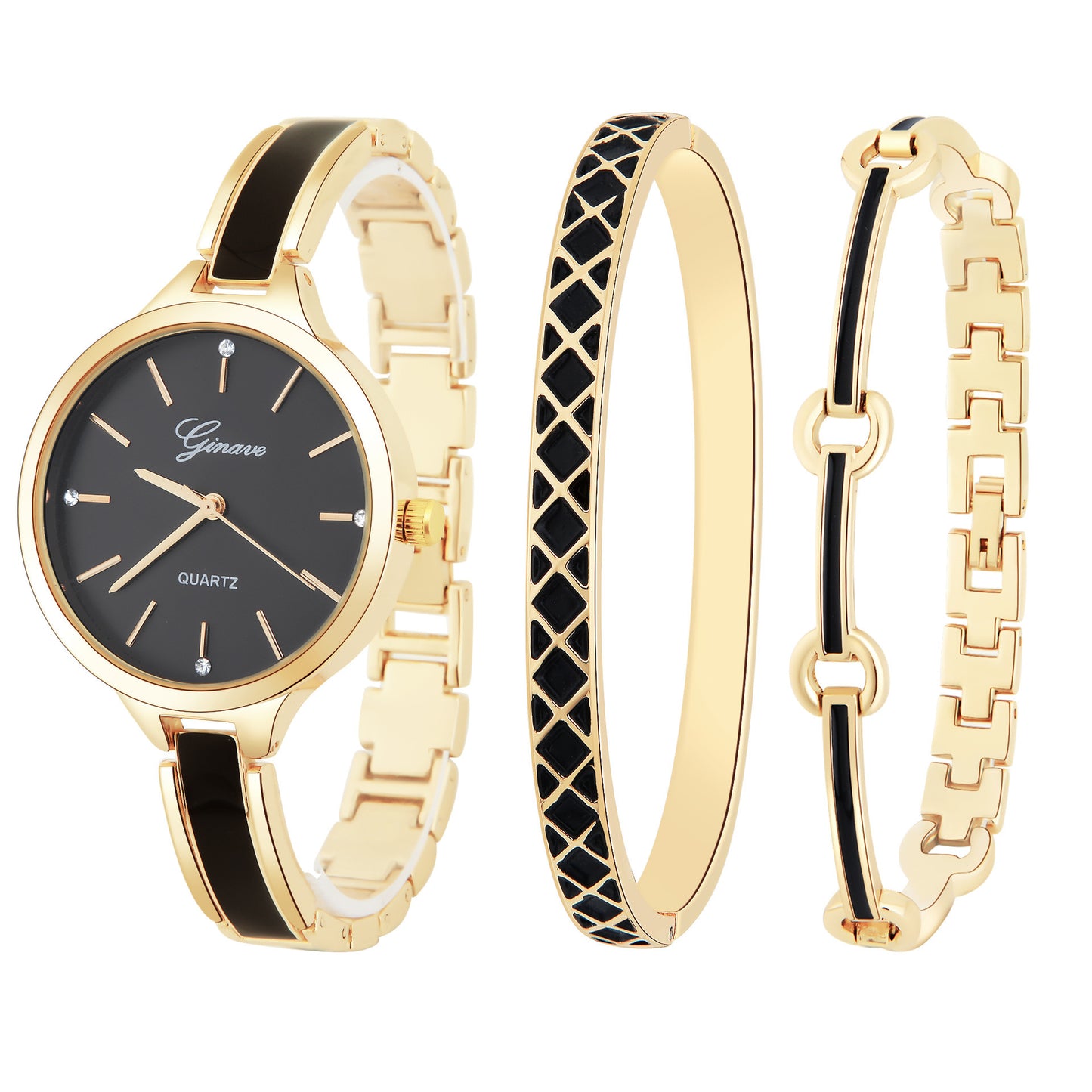 Fashion Women'S Three-Piece Set With Diamond-Studded British Watch Bracelet