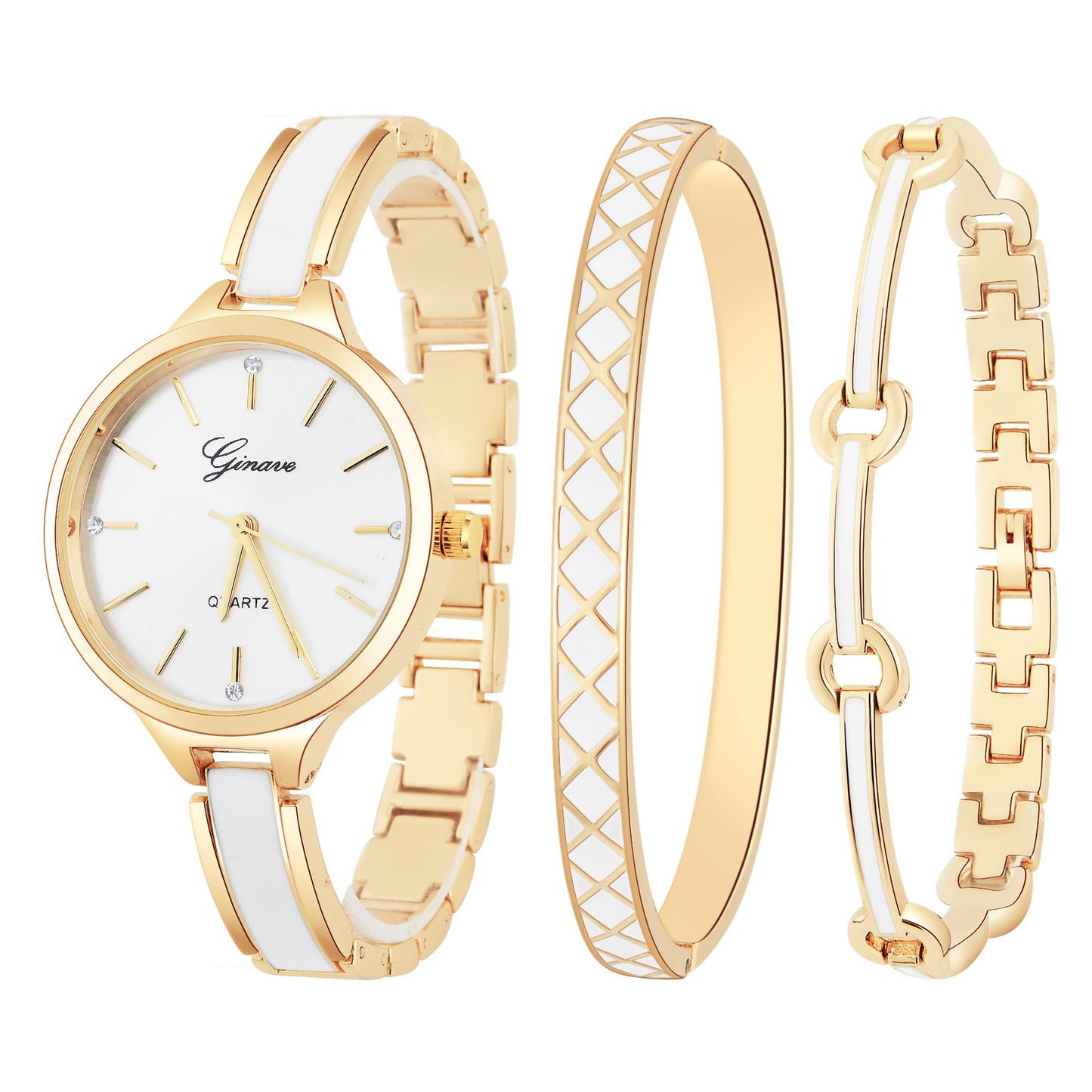 Fashion Women'S Three-Piece Set With Diamond-Studded British Watch Bracelet