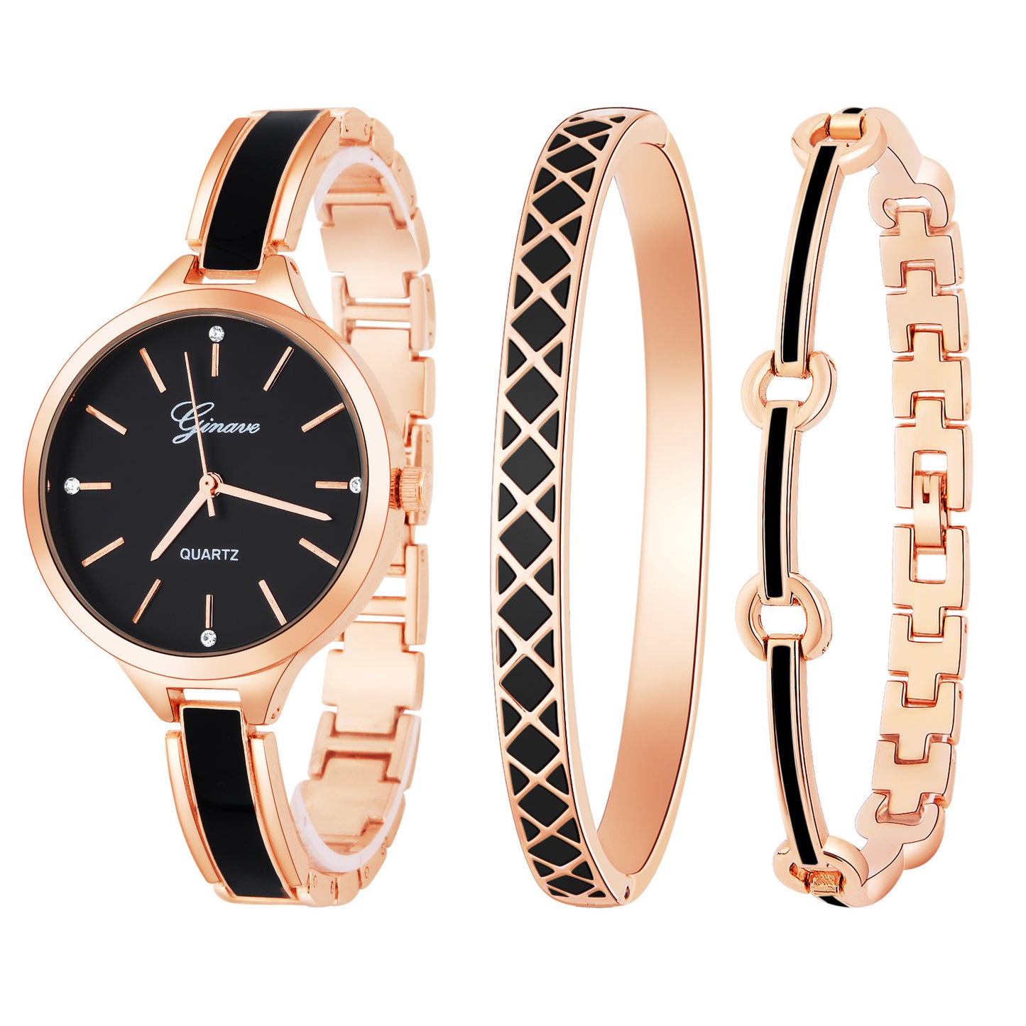 Fashion Women'S Three-Piece Set With Diamond-Studded British Watch Bracelet