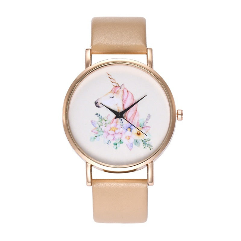 Fashion Ladies Leather Band Quartz Watch