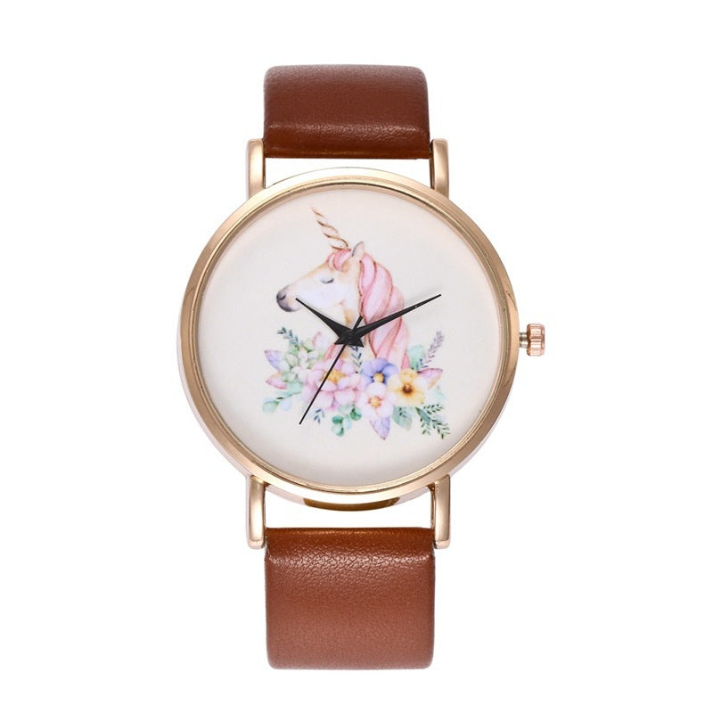 Fashion Ladies Leather Band Quartz Watch