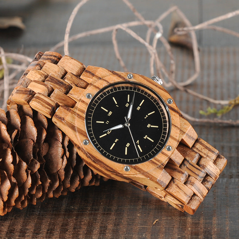 Casual Wooden Watch Men's Watch Pastoral Unique Quartz All Wooden Watch