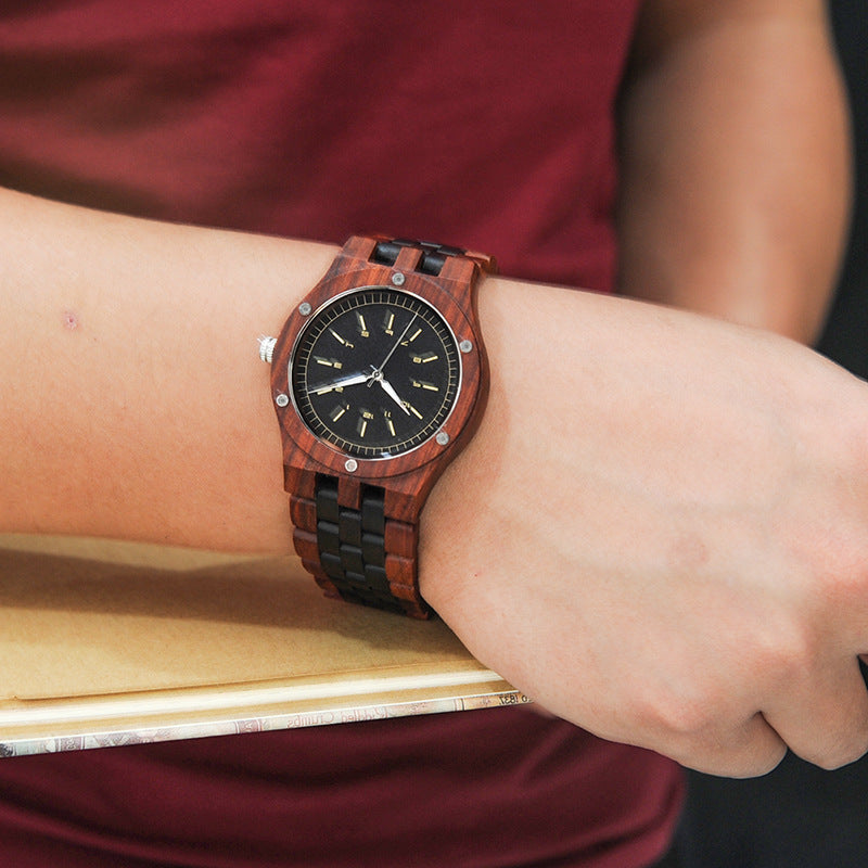 Casual Wooden Watch Men's Watch Pastoral Unique Quartz All Wooden Watch