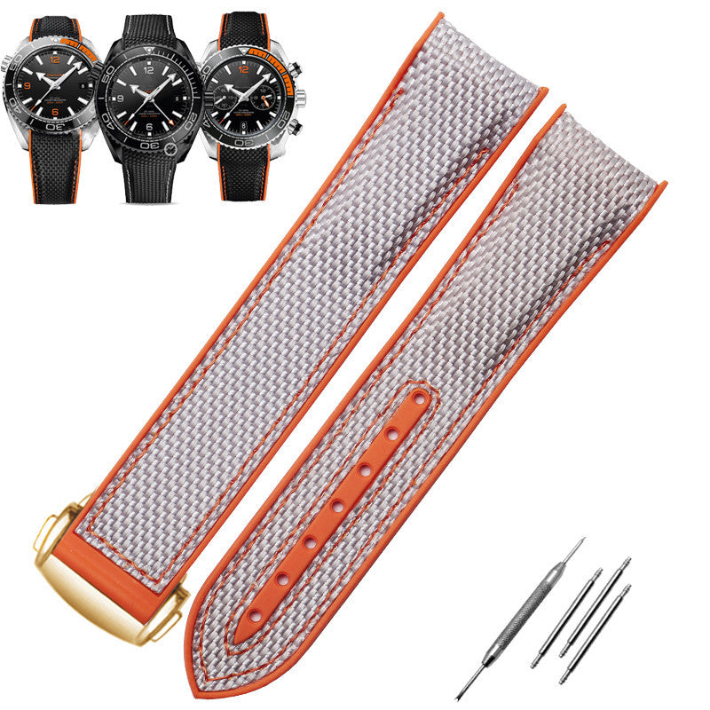 20mm 21mm 22mm Nylon Leather Rubber Watch Band Fit For Seamaster 300 Planet Ocean 600 Black Canvas Orange Silicone Strap