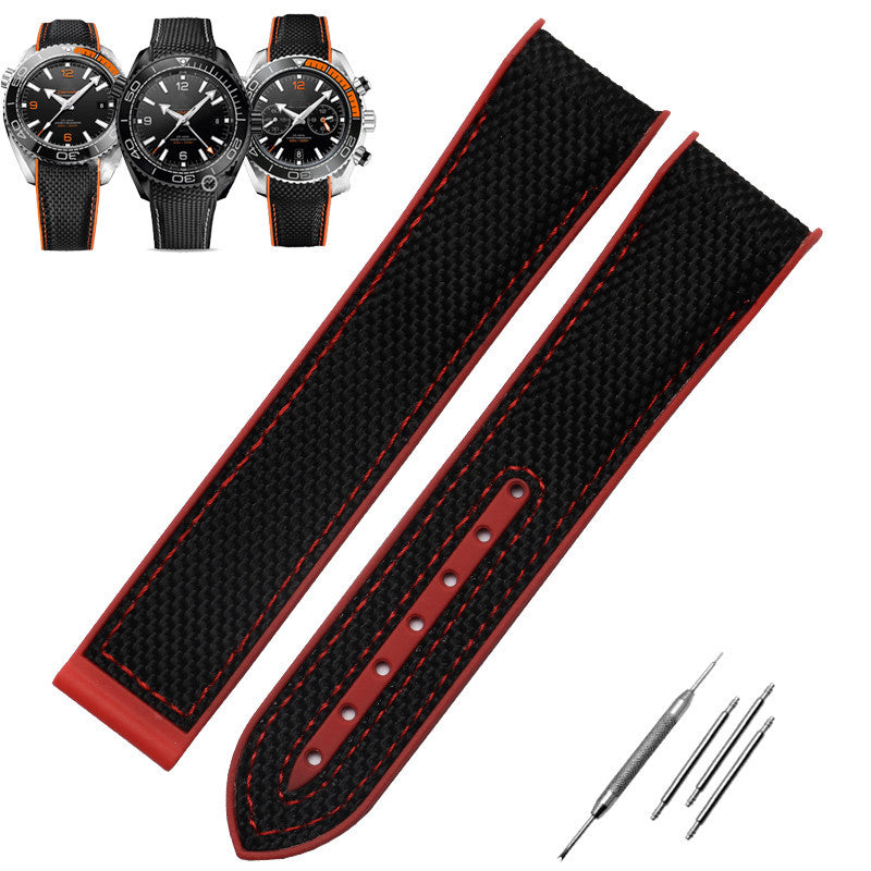 20mm 21mm 22mm Nylon Leather Rubber Watch Band Fit For Seamaster 300 Planet Ocean 600 Black Canvas Orange Silicone Strap