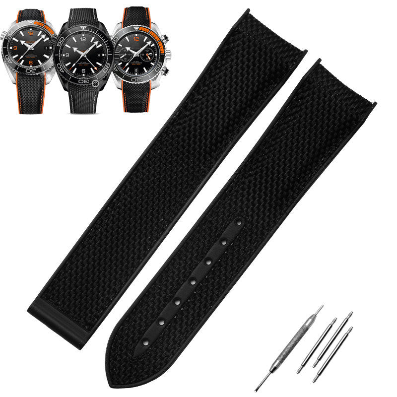 20mm 21mm 22mm Nylon Leather Rubber Watch Band Fit For Seamaster 300 Planet Ocean 600 Black Canvas Orange Silicone Strap