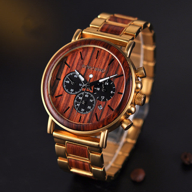 Bobo Bird Wood Watch Quartz Watch Three Eye Multifunctional Student Wood Watch Men Watches