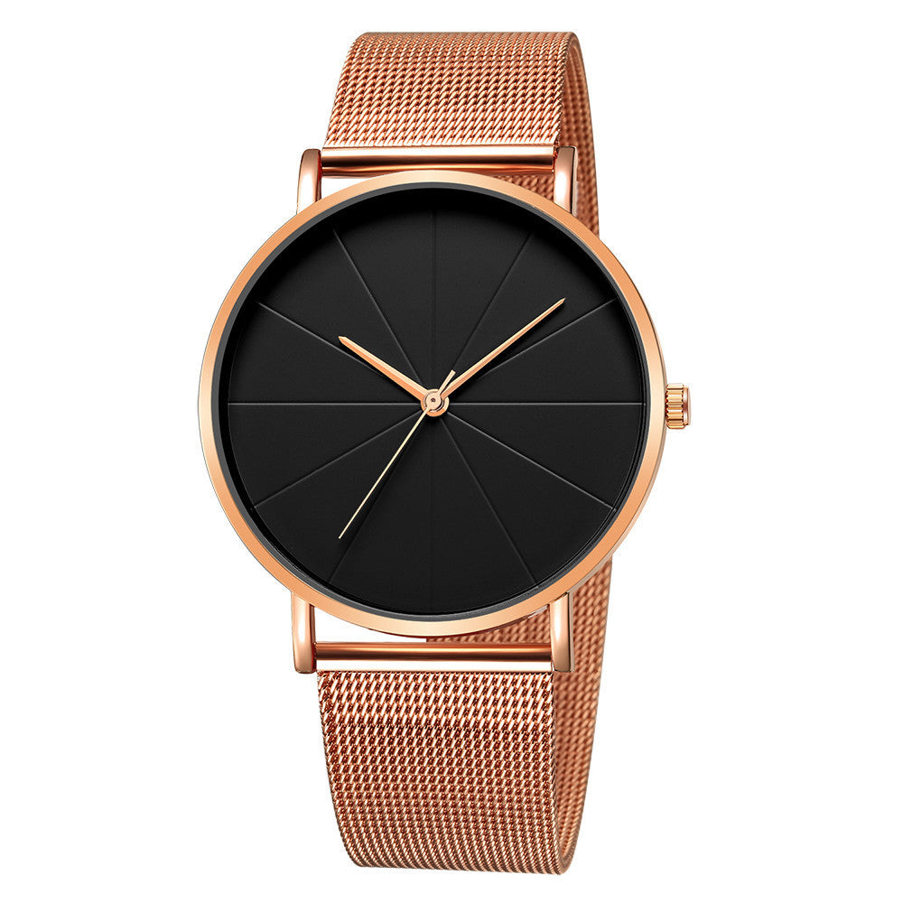 Ashion Pure Black Mesh Strap Watch Men's Watch European And American Simple Ladies Couple Watch Quartz Watch