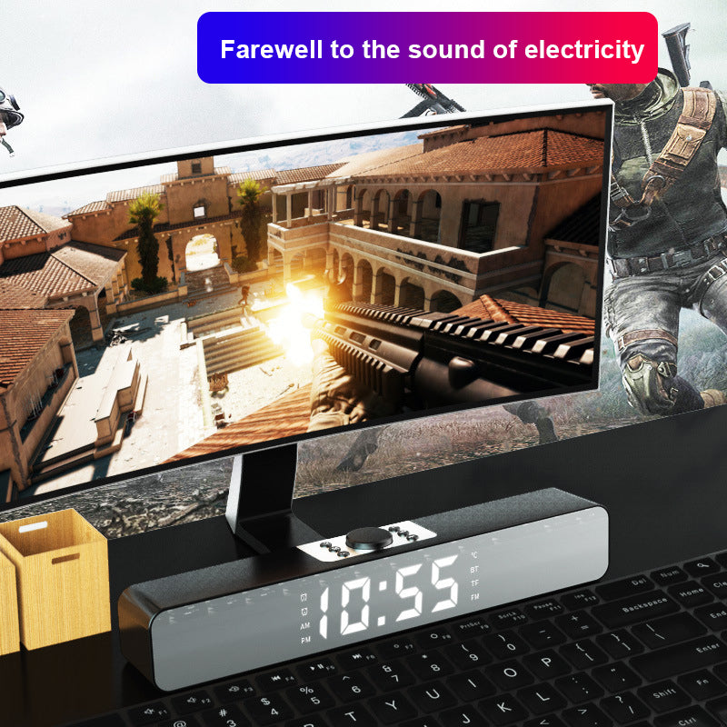 Mirror Sound Blaster Wireless Bluetooth Clock Speaker Radio Audio