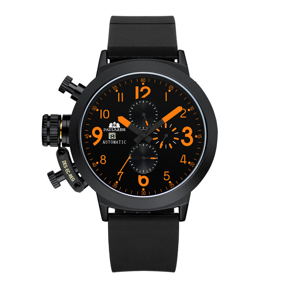 Automatic Mechanical Multifunctional Rubber Band Men's Watch