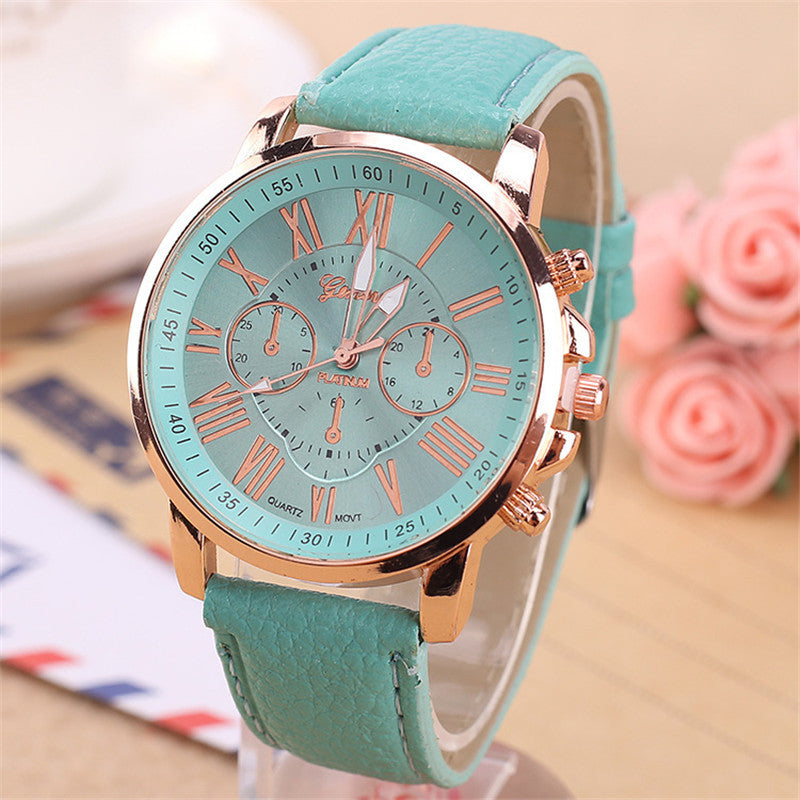 Fashion Three Eyes Roman Quartz Watch Women's Electronic Quartz Strap Watch