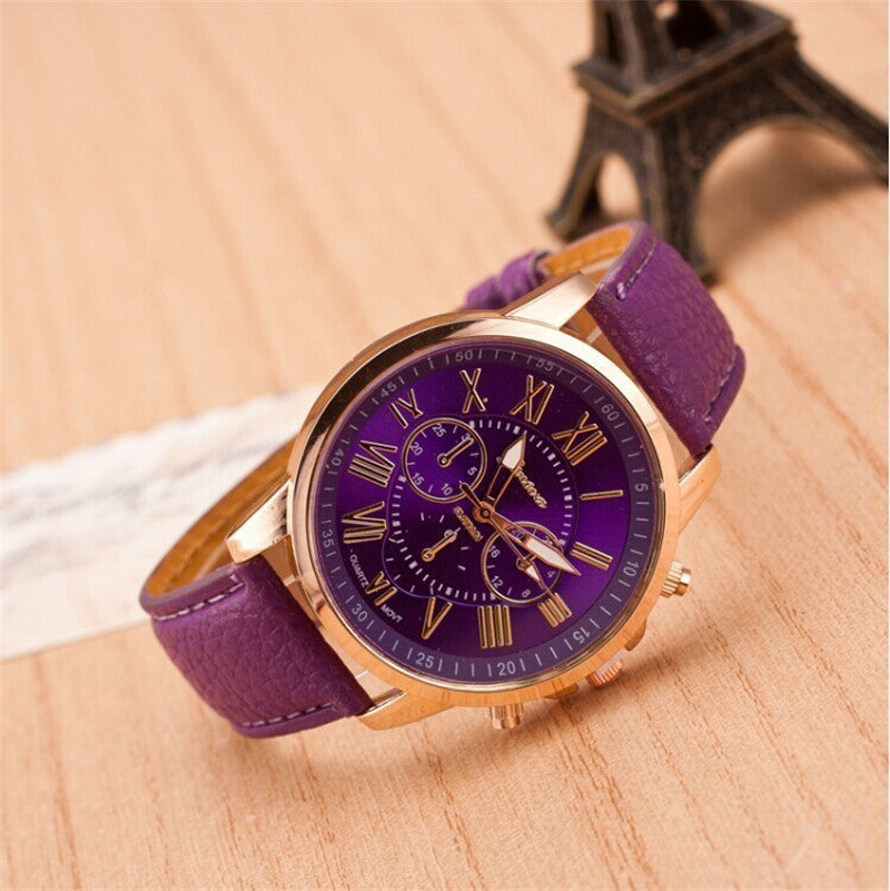 Fashion Three Eyes Roman Quartz Watch Women's Electronic Quartz Strap Watch