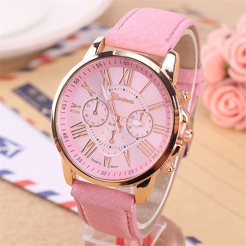 Fashion Three Eyes Roman Quartz Watch Women's Electronic Quartz Strap Watch