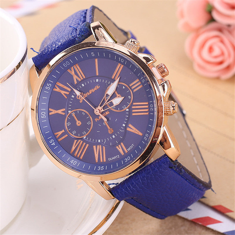 Fashion Three Eyes Roman Quartz Watch Women's Electronic Quartz Strap Watch