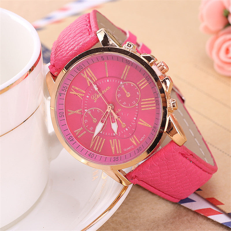 Fashion Three Eyes Roman Quartz Watch Women's Electronic Quartz Strap Watch