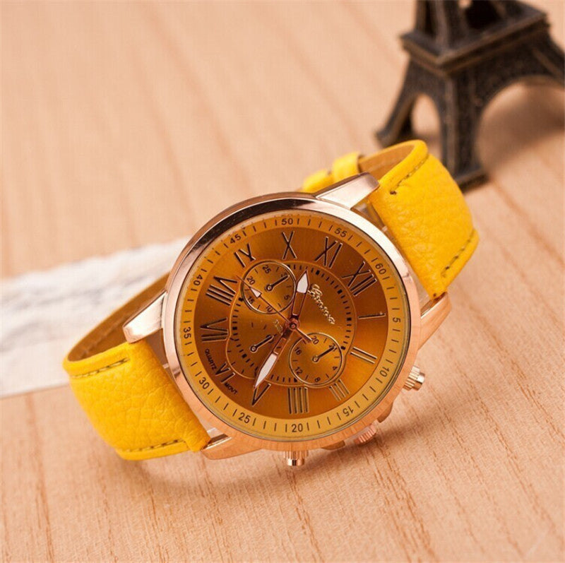 Fashion Three Eyes Roman Quartz Watch Women's Electronic Quartz Strap Watch