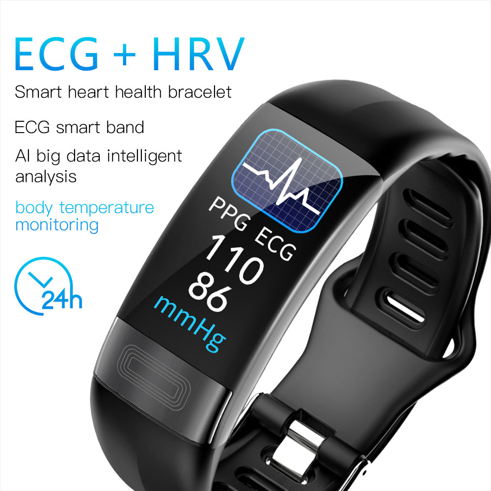 Body Temperature Smart Bracelet ECG Heart Rate Blood Pressure Blood Oxygen Health Test Sleep Exercise Waterproof