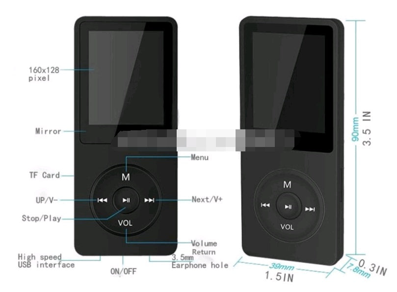 1.8 inch screen MP3 MP4 lossless player TF card FM long standby MP4 Player